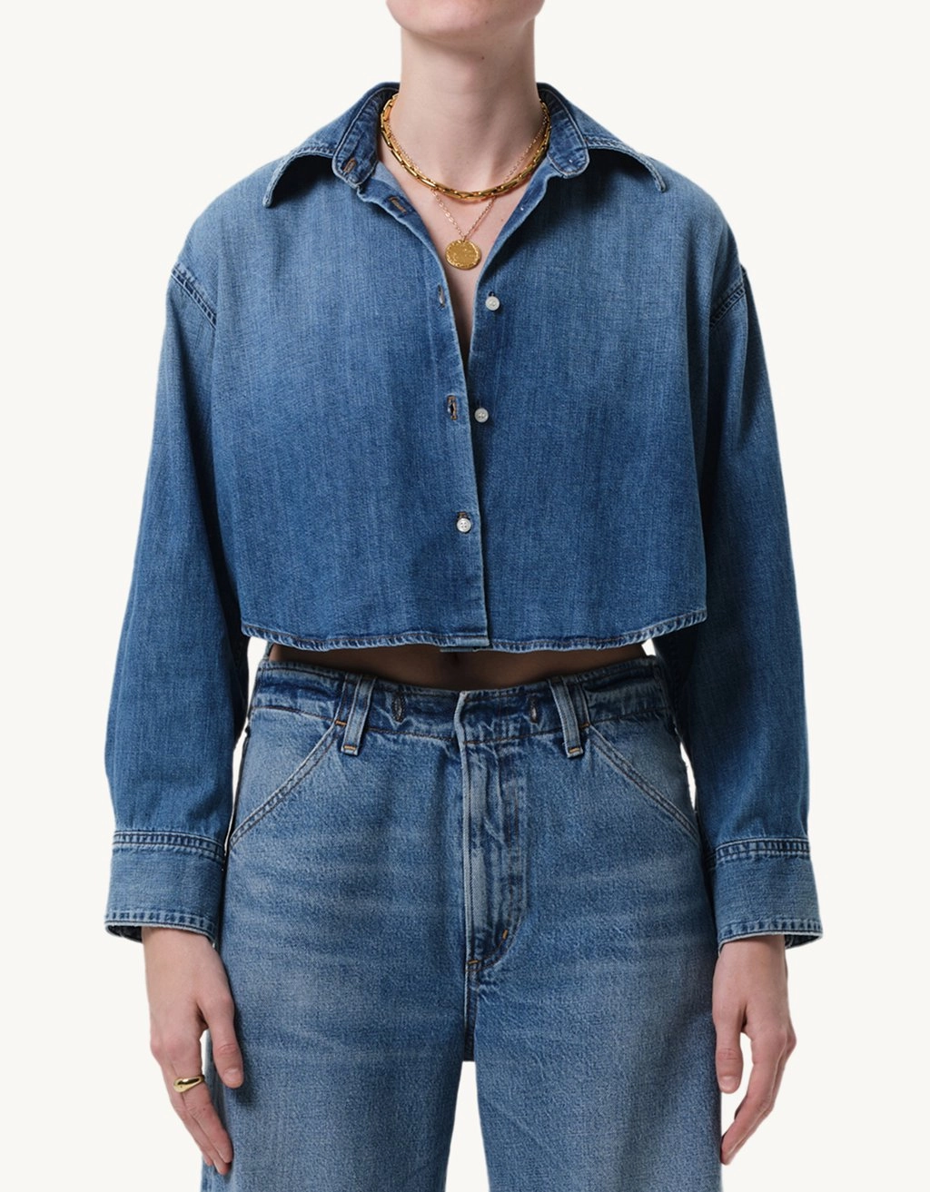 Citizens of Humanity Ana Cropped Shirt Plus Size Neutral Colors