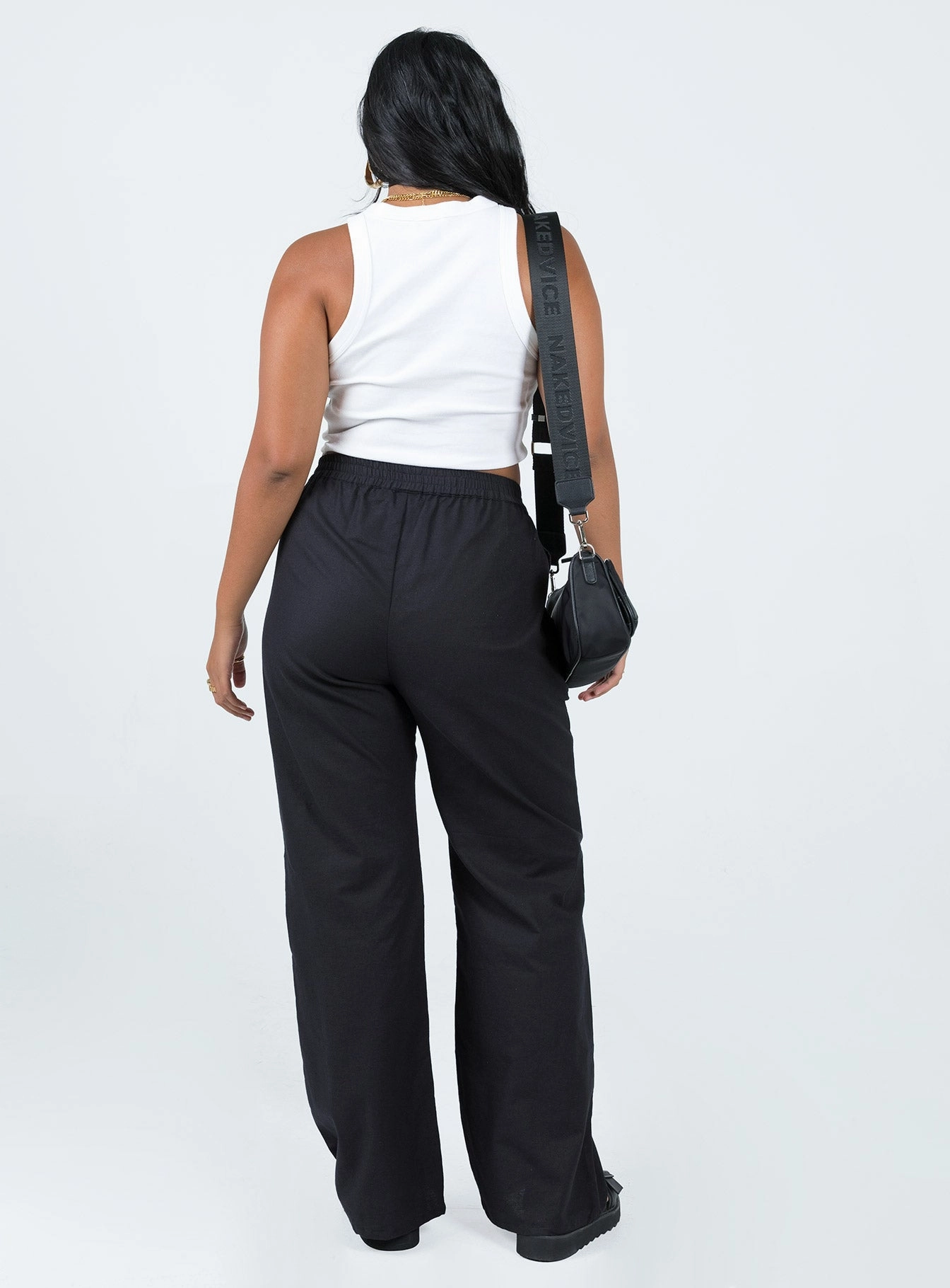 Motel Yara Trouser Black Side slits Casual Comfort Look