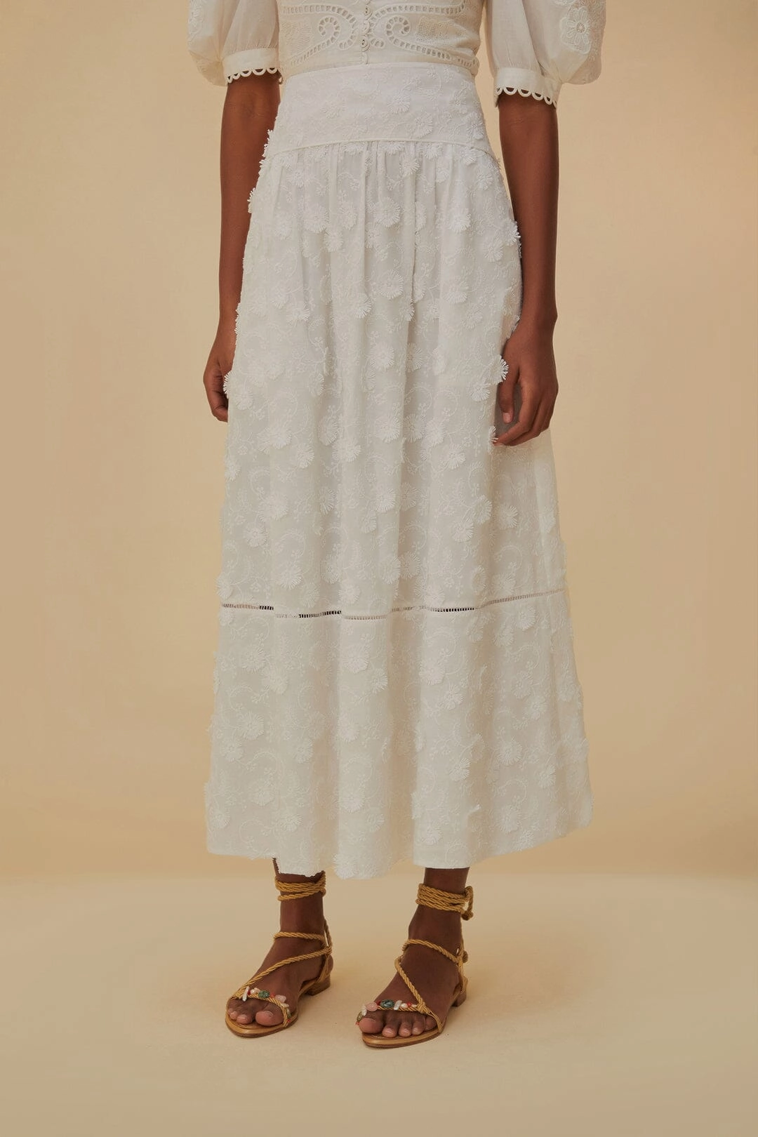 Off-White 3D Flower Midi Skirt Modern Cut Lightweight Material