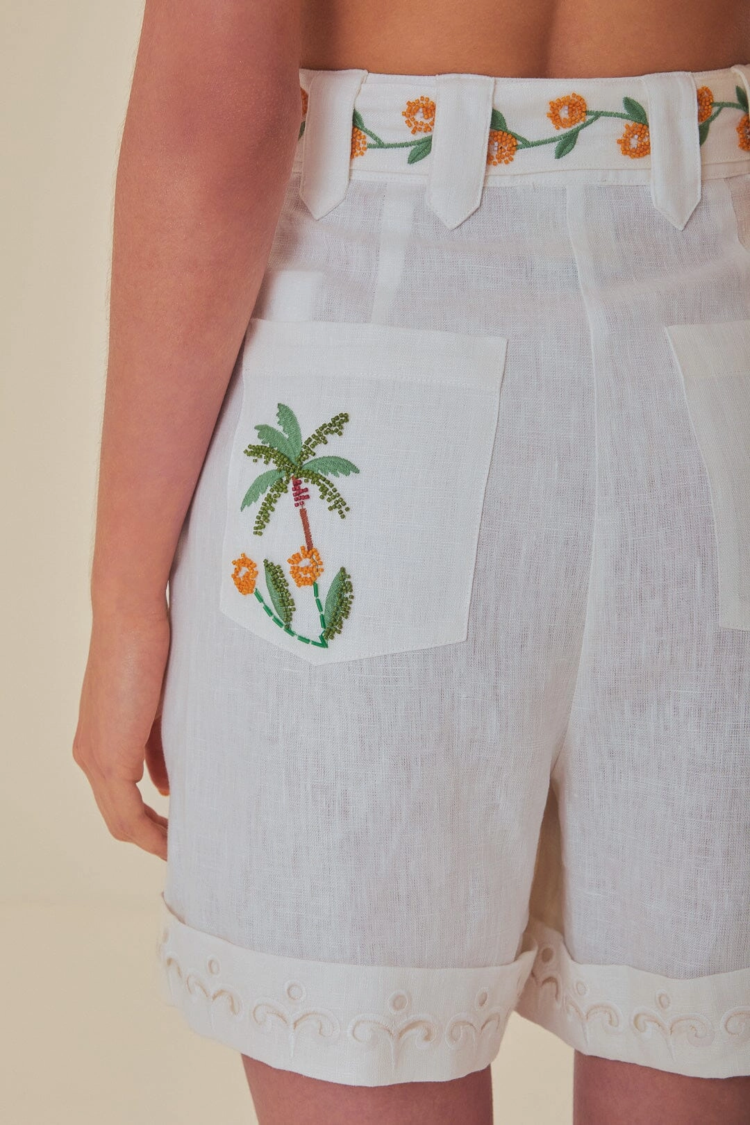 Off-White Coconut Tree Embroidered Richelieu Shorts clean look Light Reflective Trim