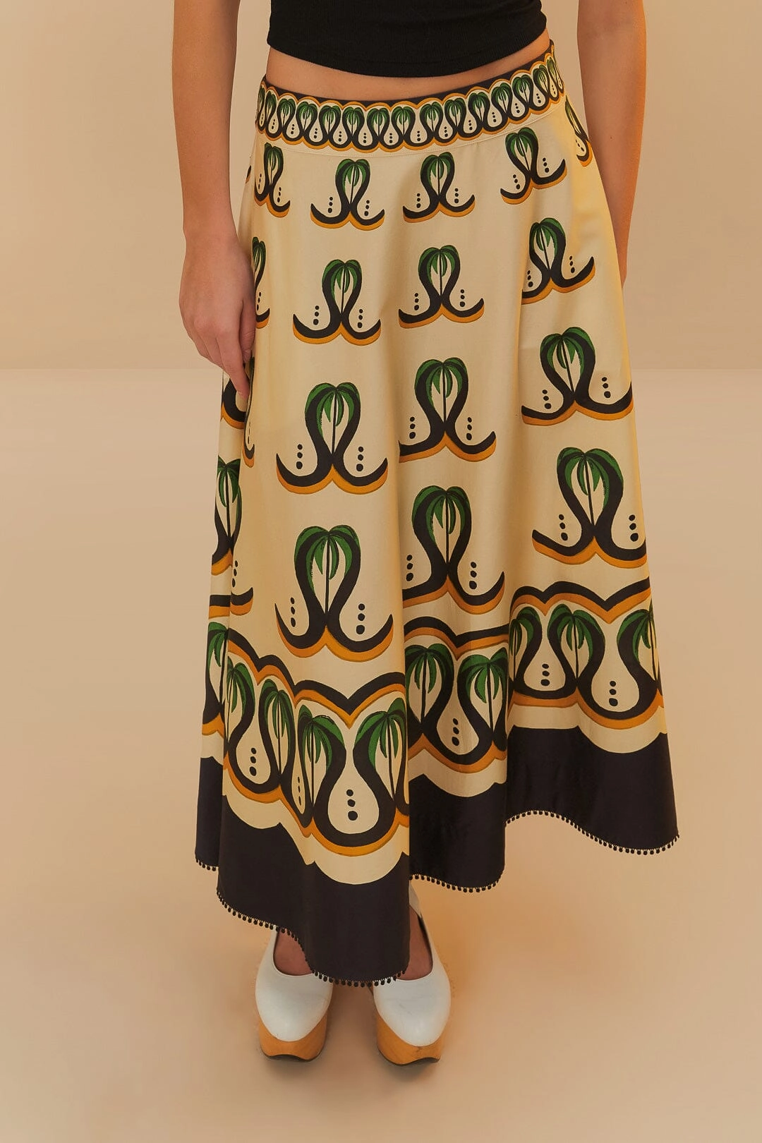 Road Trip Business Meeting Off-White Coconut Tree Flow Skirt