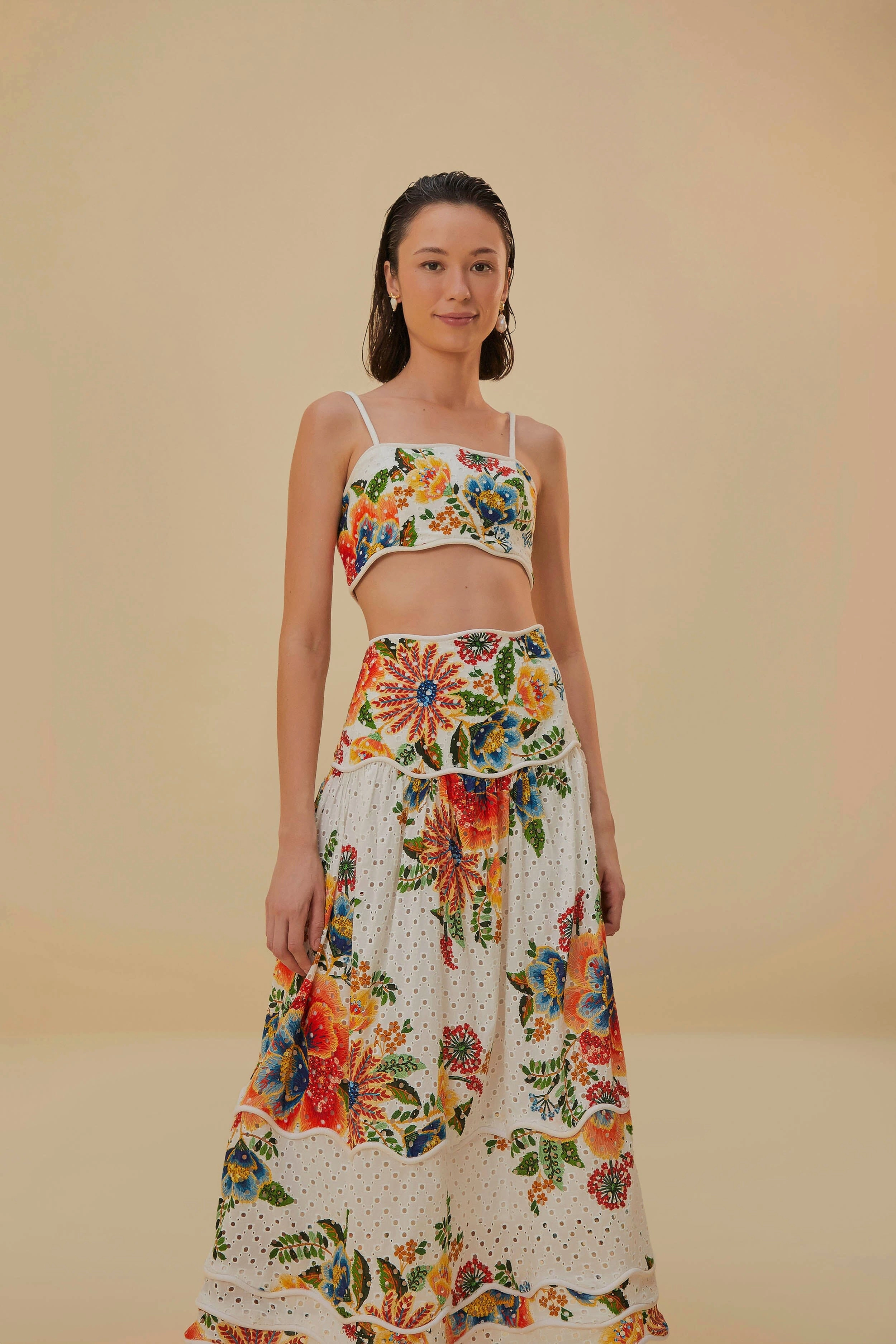 Off-White Delicate Garden Midi Skirt Clean Finish