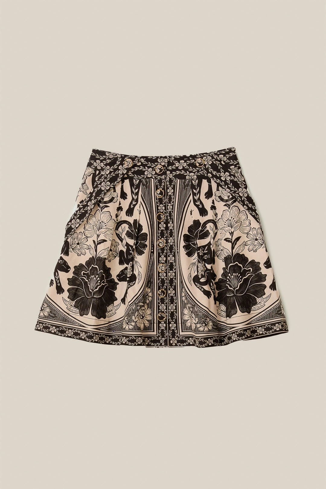 Everyday Look Off-White Flower Leopards Mini Skirt