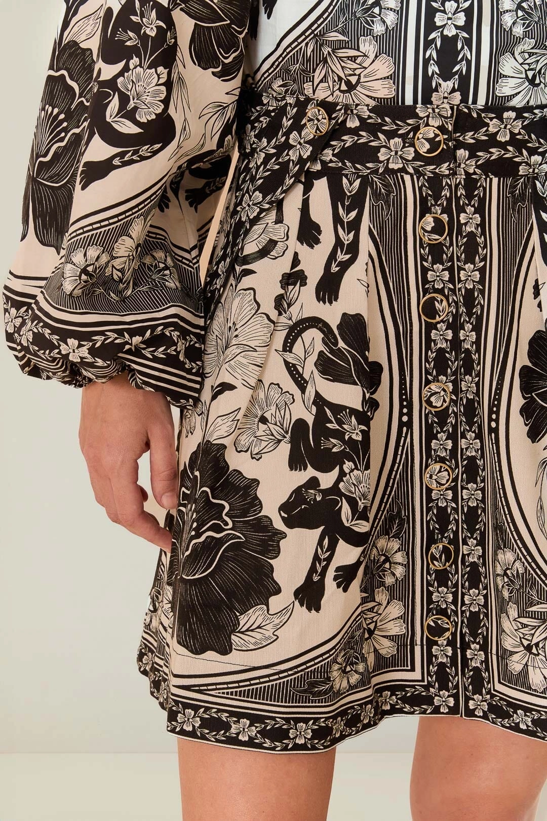 Off-White Flower Leopards Mini Skirt Reinforced Hems Structured silhouette