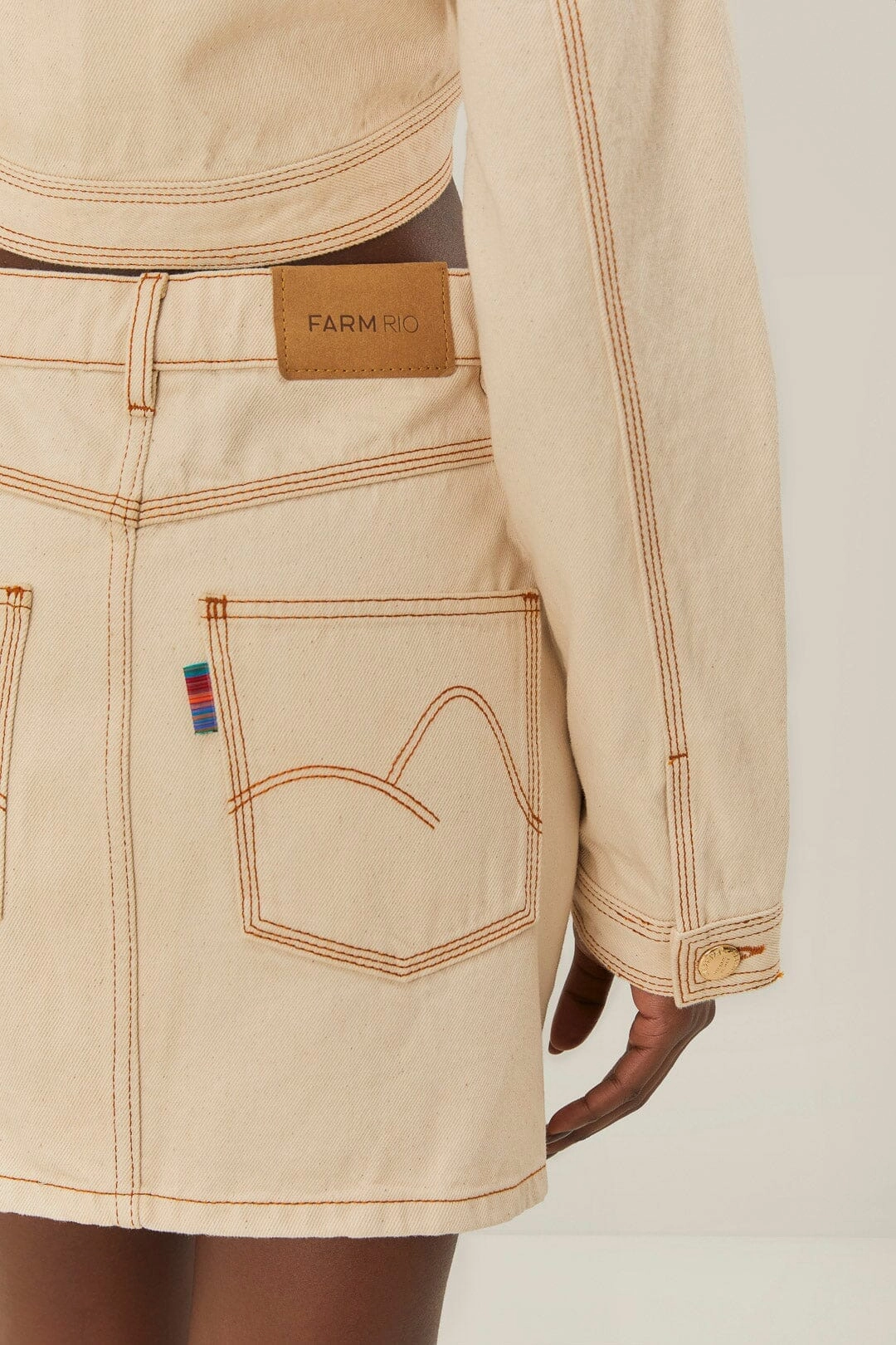 Off-White Gabardine Mini Skirt Fringe Detail Tiered Design