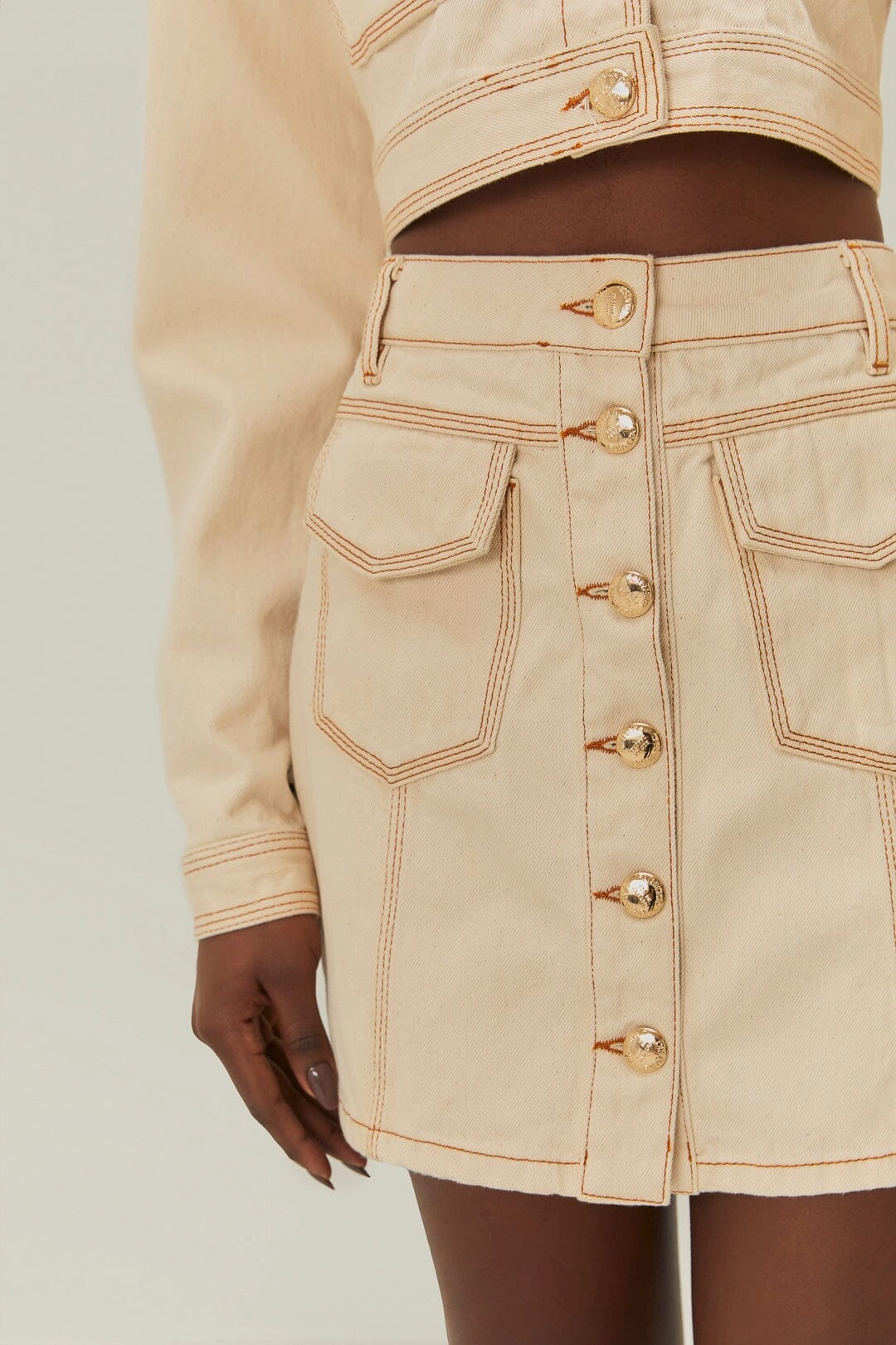 Friction Free Off-White Gabardine Mini Skirt