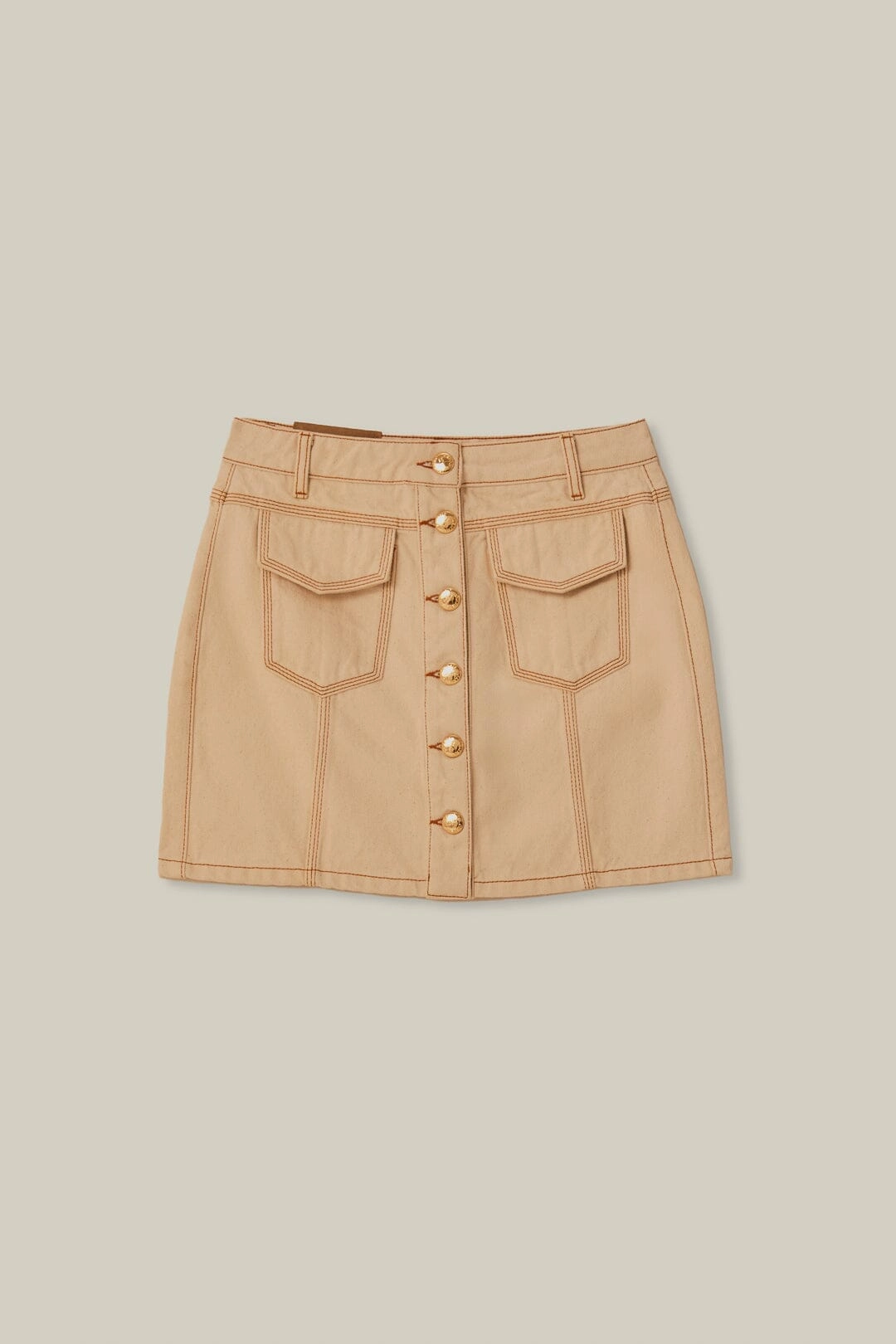 Off-White Gabardine Mini Skirt Hidden Zipper Maternity Friendly