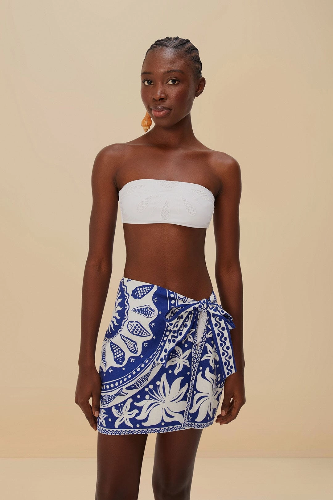 Hand Stitched Tonal Layering Off-White Ocean Scarf LENZING? ECOVERO? Euroflax? Mini Skirt