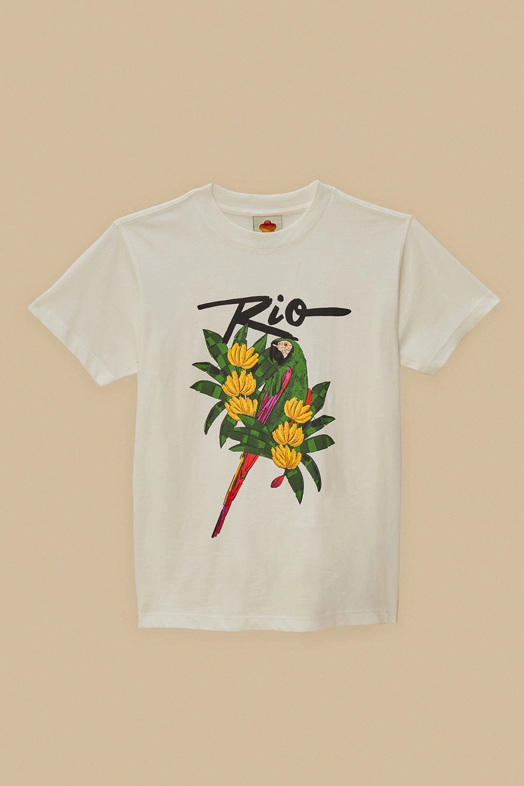 DoubleLayeredCollar Everyday Comfort Style Off-White Rio Macaw Organic Cotton T-Shirt