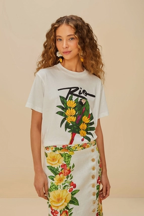 Lightweight Weave Off-White Rio Macaw Organic Cotton T-Shirt