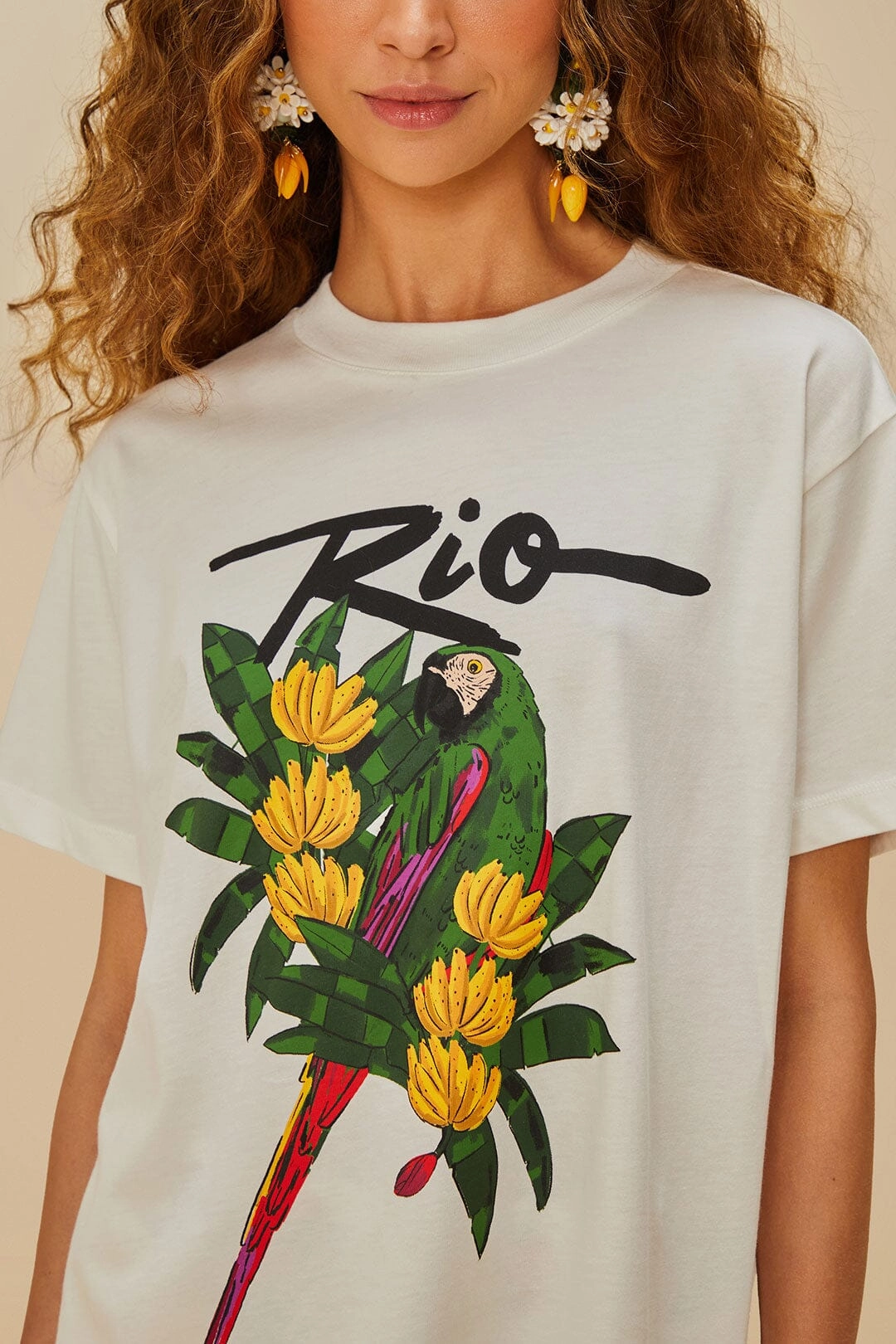 Off-White Rio Macaw Organic Cotton T-Shirt Versatile Look Cozy Comfort Design