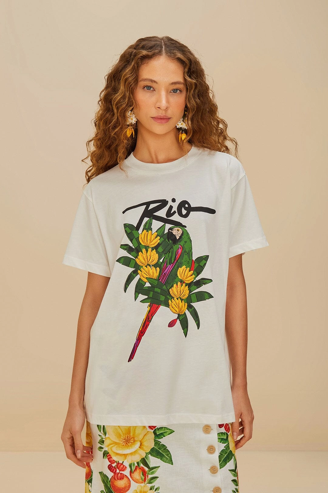 Casual Flex Fit hypoallergenic material Off-White Rio Macaw Organic Cotton T-Shirt