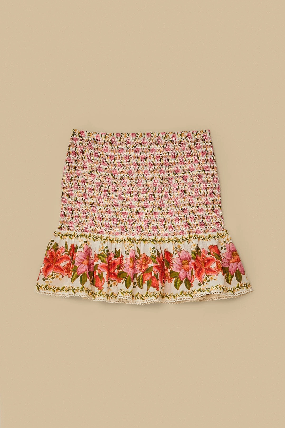 Off-White Summer Fruit Mini Skirt Comfy Fit Floral Pattern
