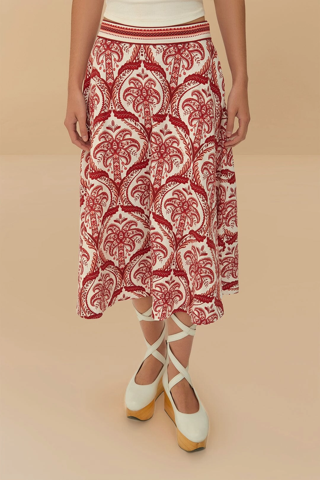 Off-White Tropical Cameo LENZING? ECOVERO? Euroflax? Midi Skirt Outfit Vibes natural fiber