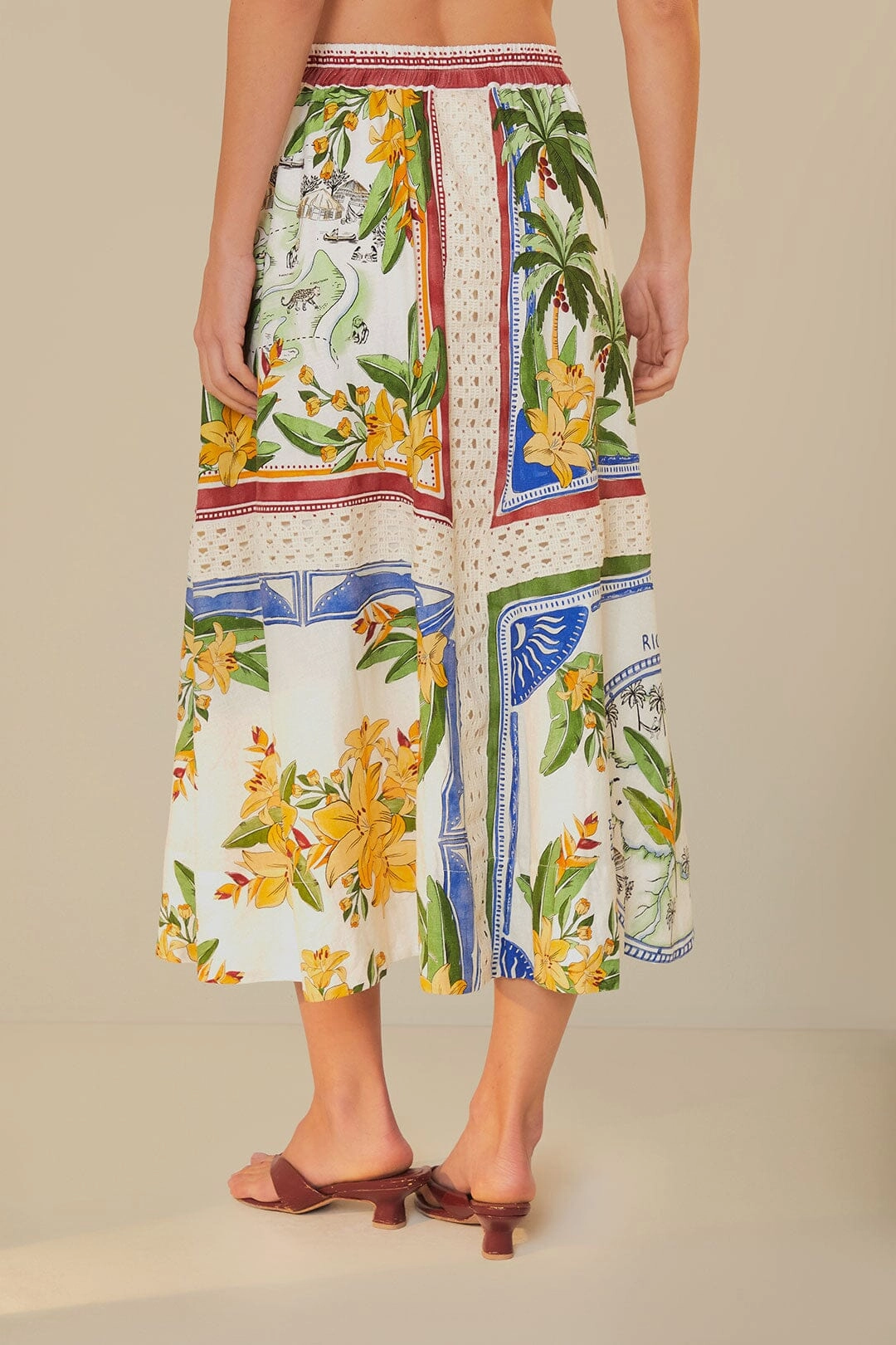 Off-White Tropical Destination LENZING? ECOVERO? Euroflax? Midi Skirt Seasonal Must Have Convertible Length