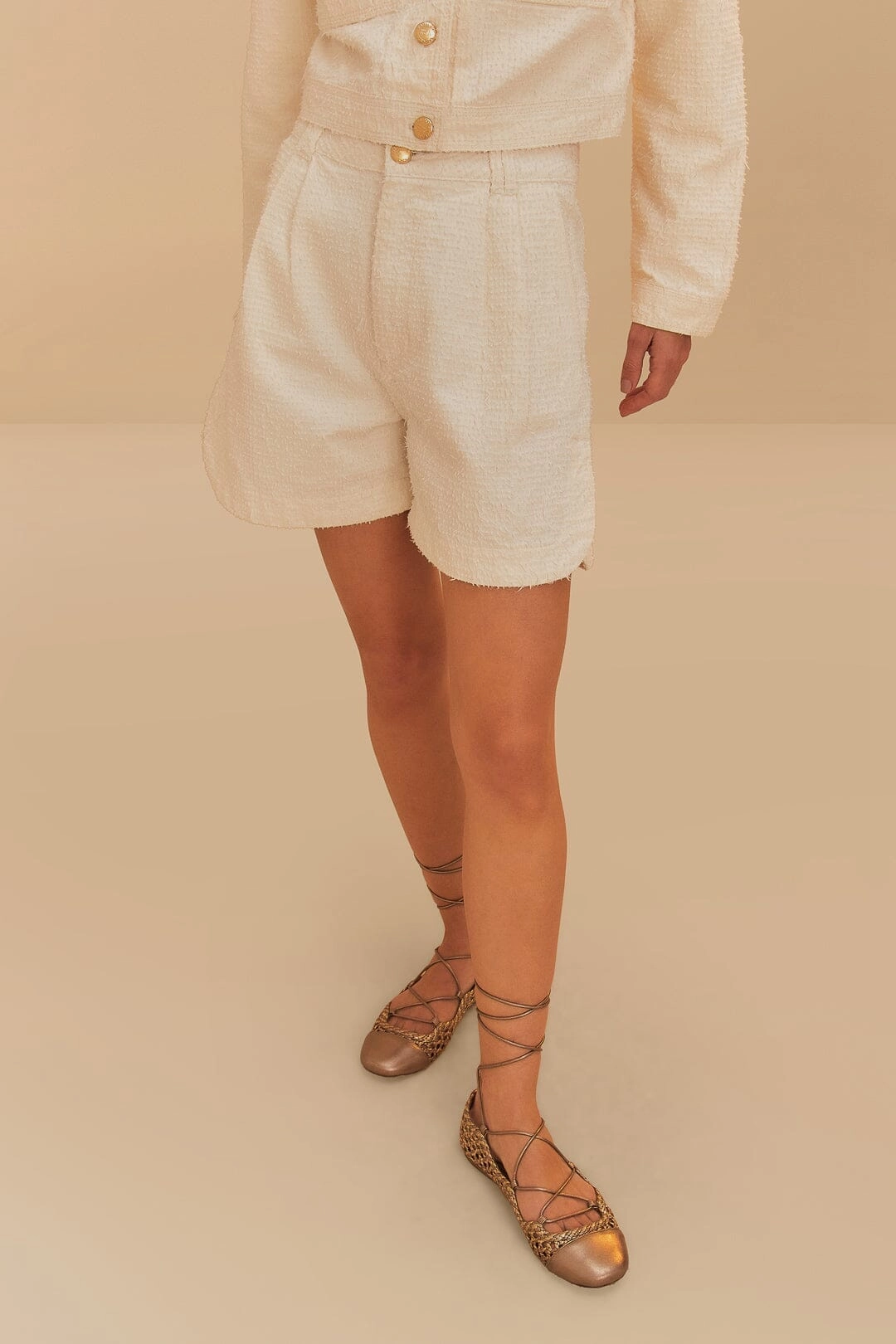 Off-White Twill Laser Pleated Shorts Weekend Outfit Handmade