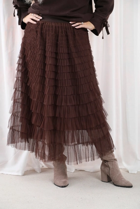 Spring Brunch Seraphina Ruffle Skirt Chocolate