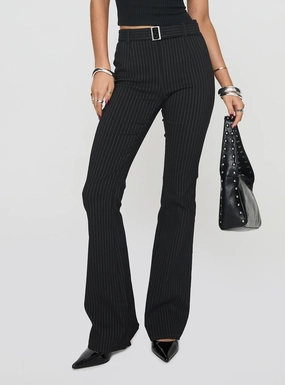Sporty Touch No Ride Up Design Pagano Pinstripe Flare Pants Black