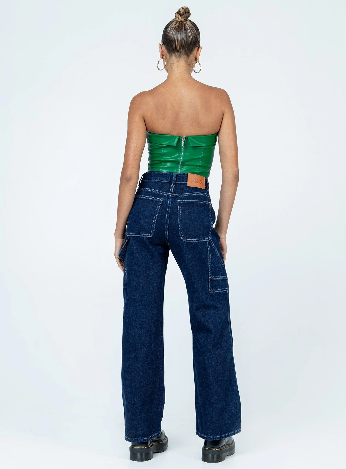 Ysabel Dark Wash Cargo Jeans Denim Daily Essential