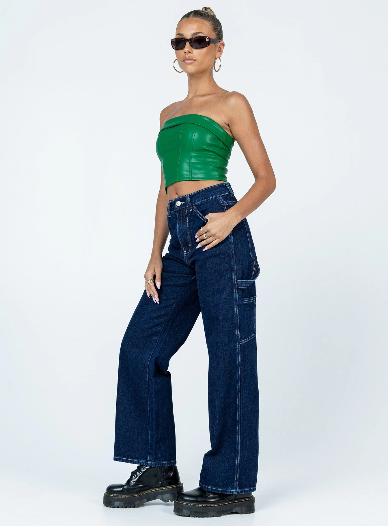 Light Comfort Ysabel Dark Wash Cargo Jeans Denim