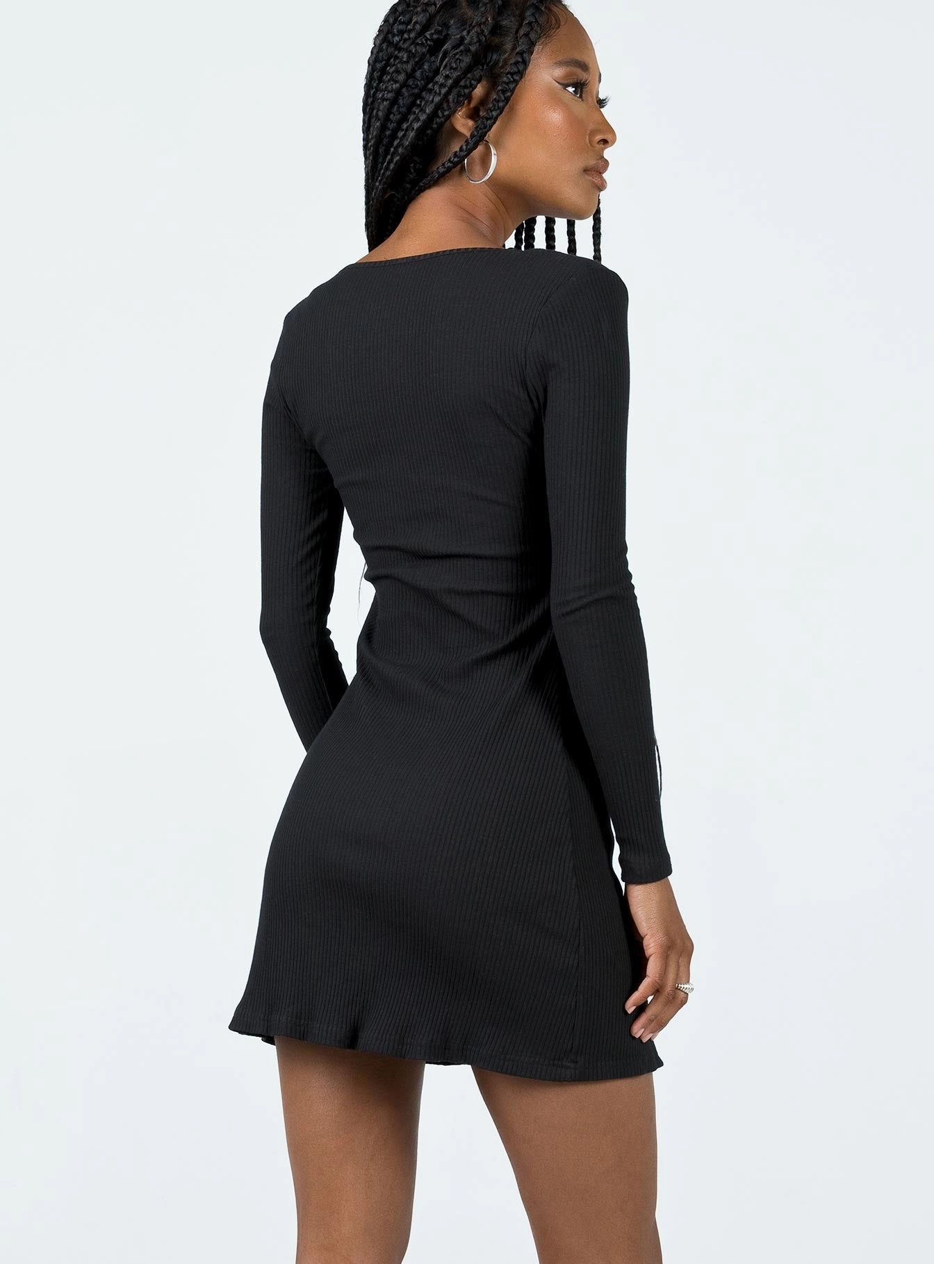 Normandy Long Sleeve Mini Dress Black Comfy and Cozy