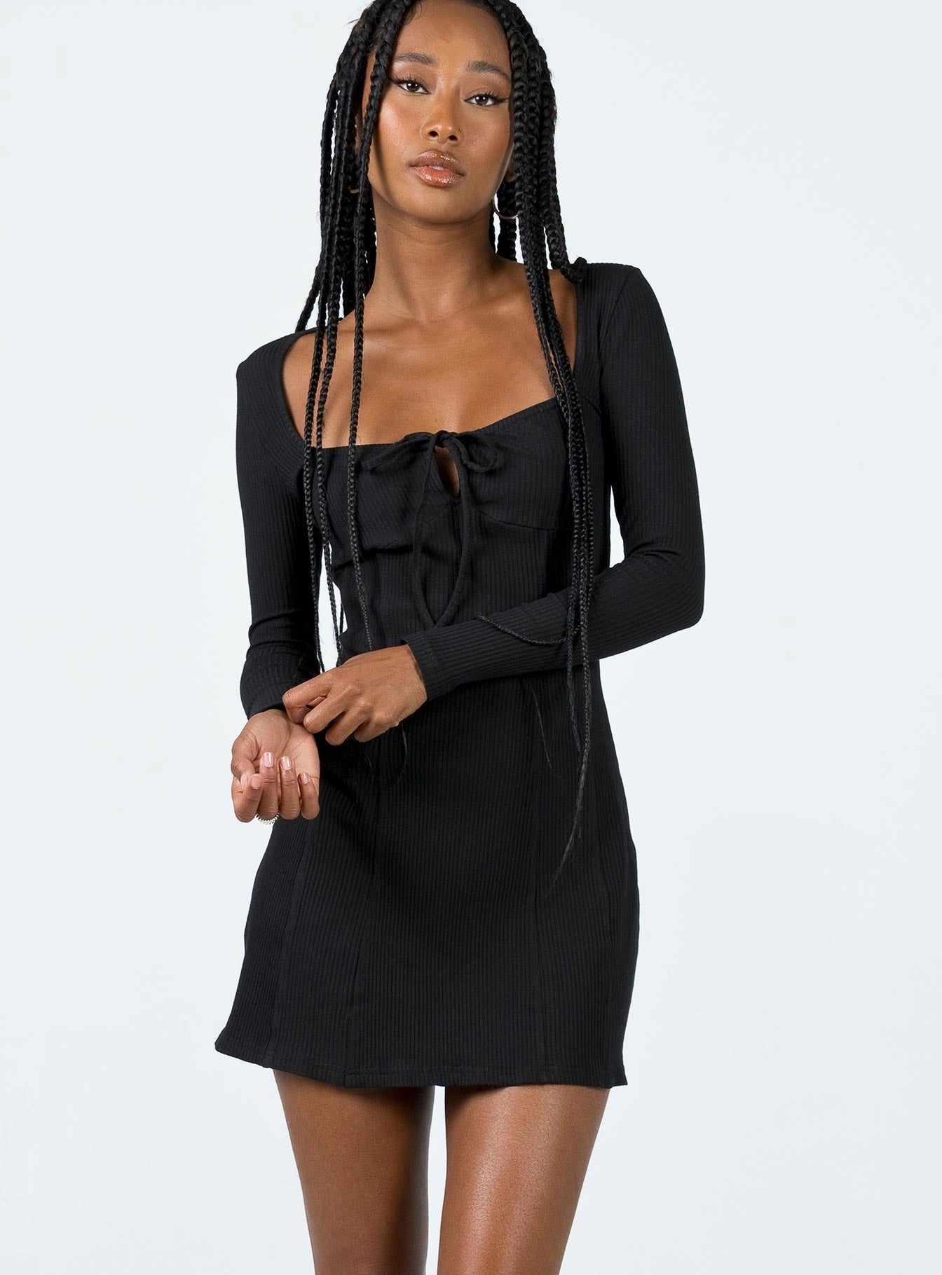 Normandy Long Sleeve Mini Dress Black Urban Chic Aura Glow