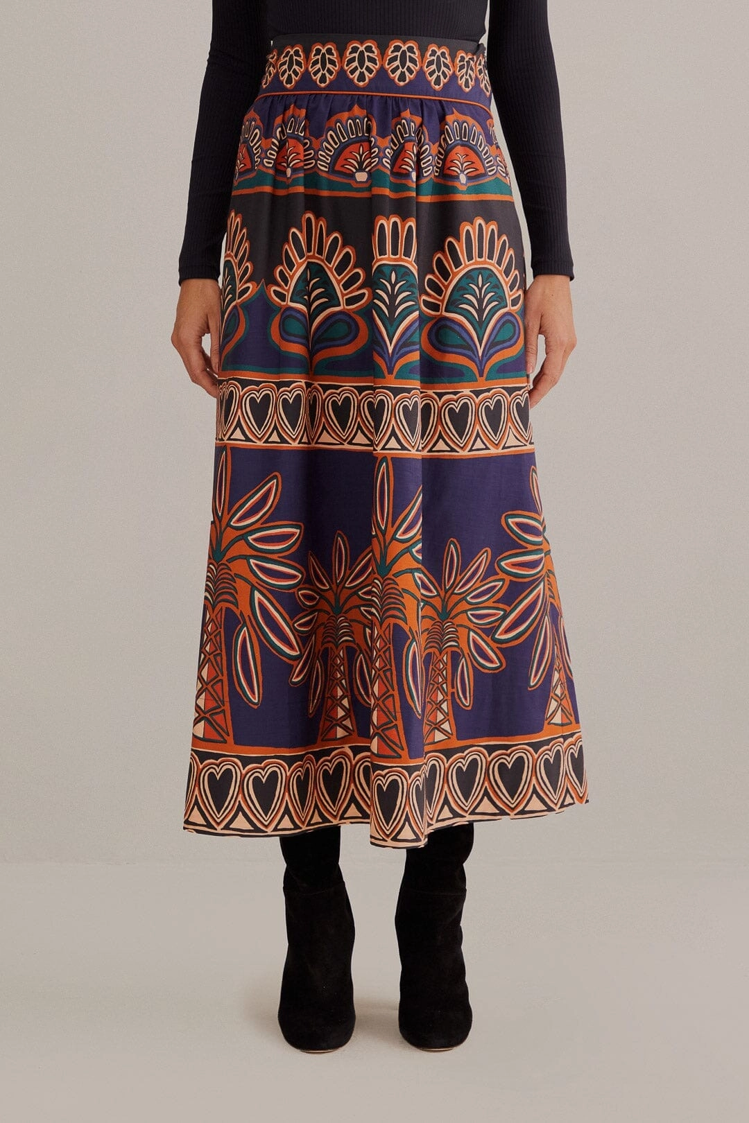 Orange Ainika Tapestry Midi Skirt Gentle Vibe