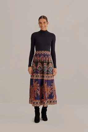 Orange Ainika Tapestry Midi Skirt Department Store Style