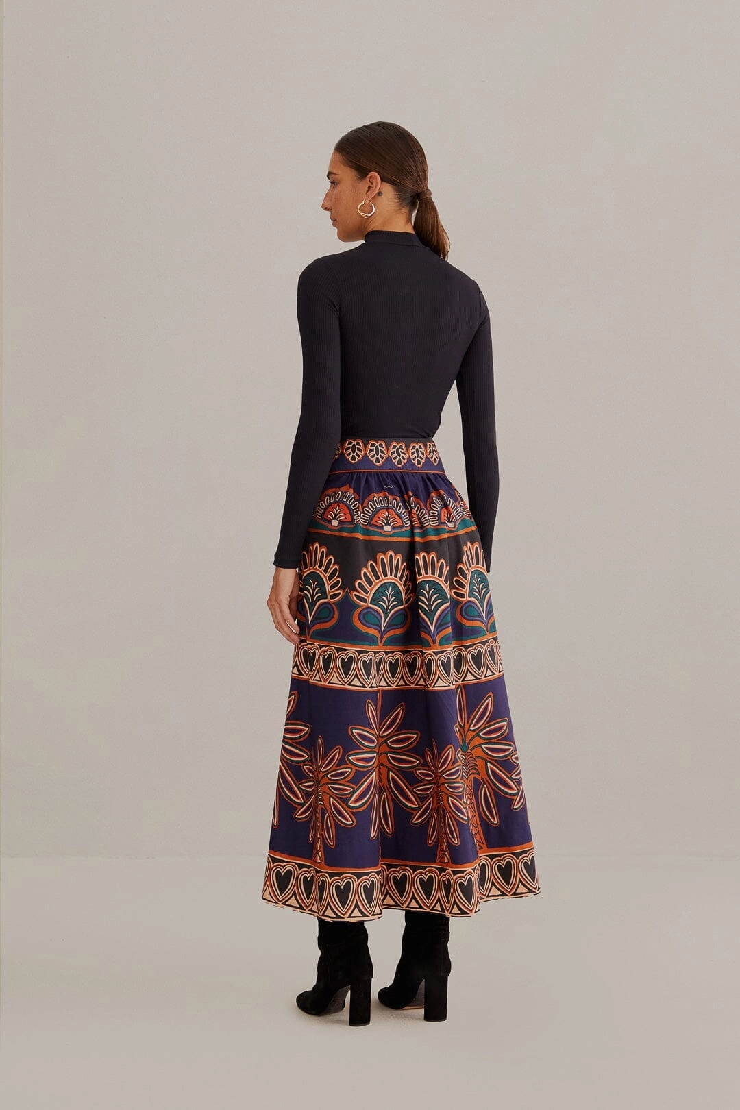 Orange Ainika Tapestry Midi Skirt Classic Appeal