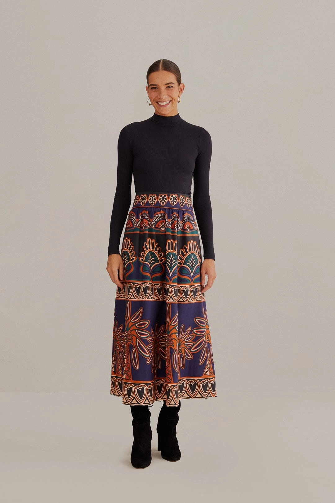 Orange Ainika Tapestry Midi Skirt Department Store Style