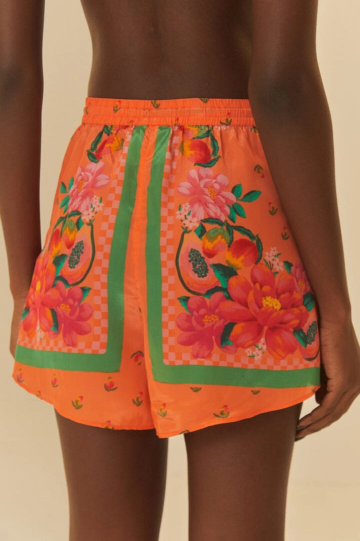 Convertible Length Orange Fruit Garden Scarf Shorts