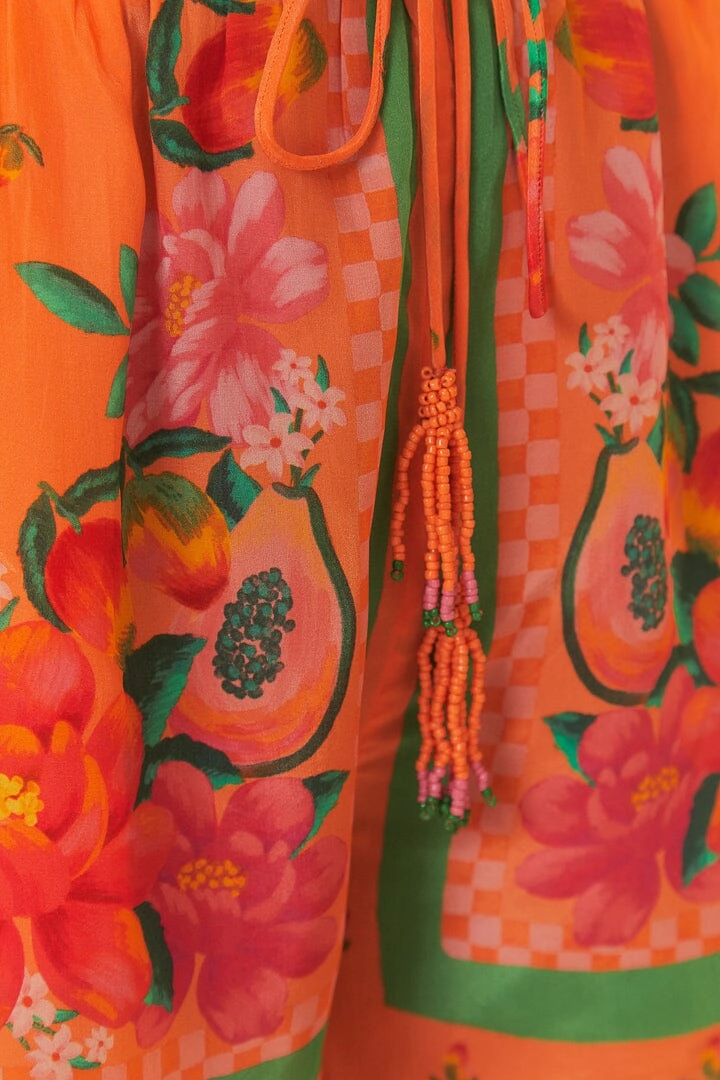 Relaxed Design Orange Fruit Garden Scarf Shorts