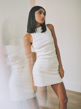 Elegant Comfort Work Friendly Organic Classic Tank Dress White