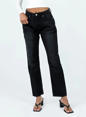 Relaxed Style Organic Cotton Blend Wilsons Loose Leg Low Rise Jean Black