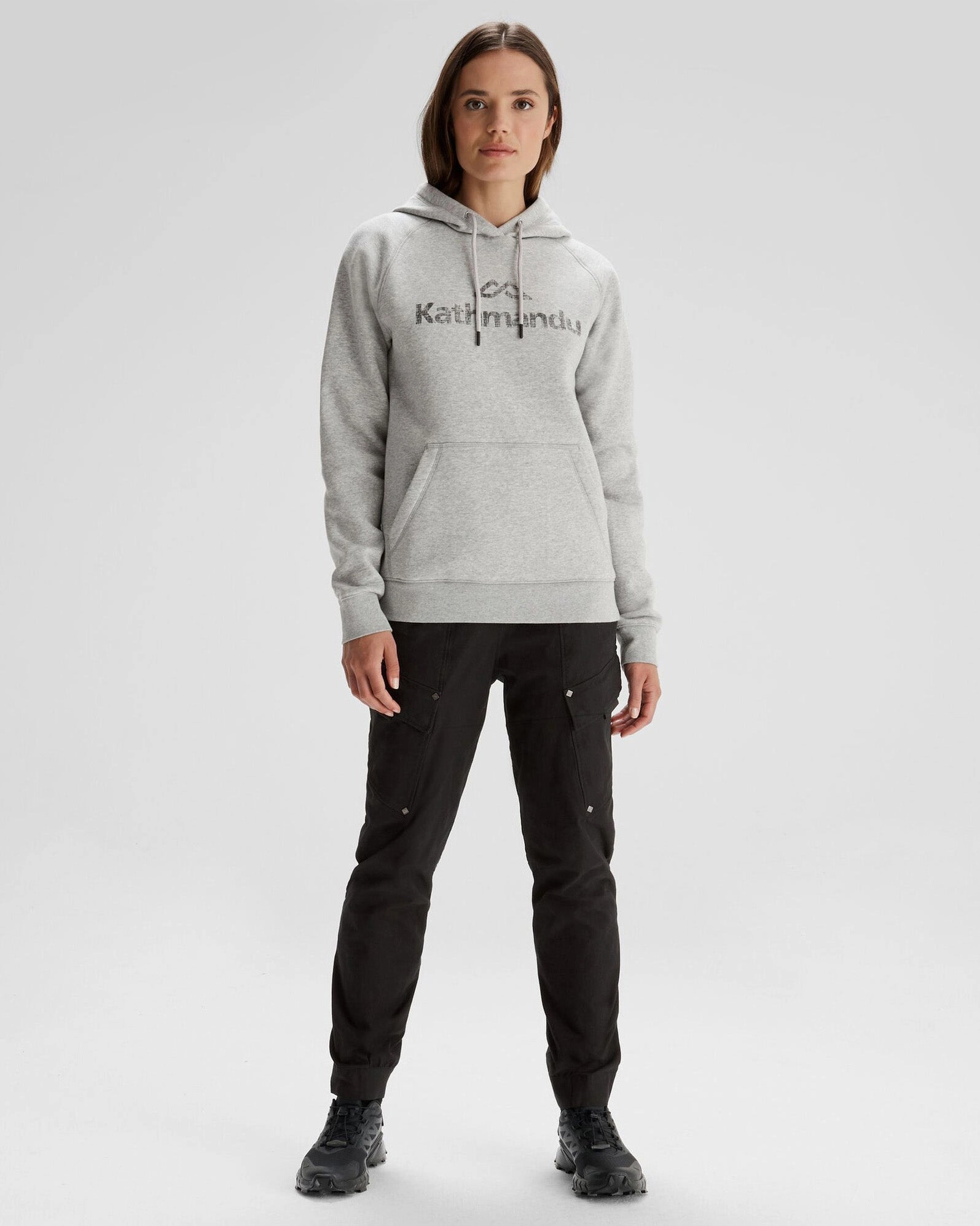 Everyday Layer Women's Kathmandu Logo Hoodie - Light Grey Marle
