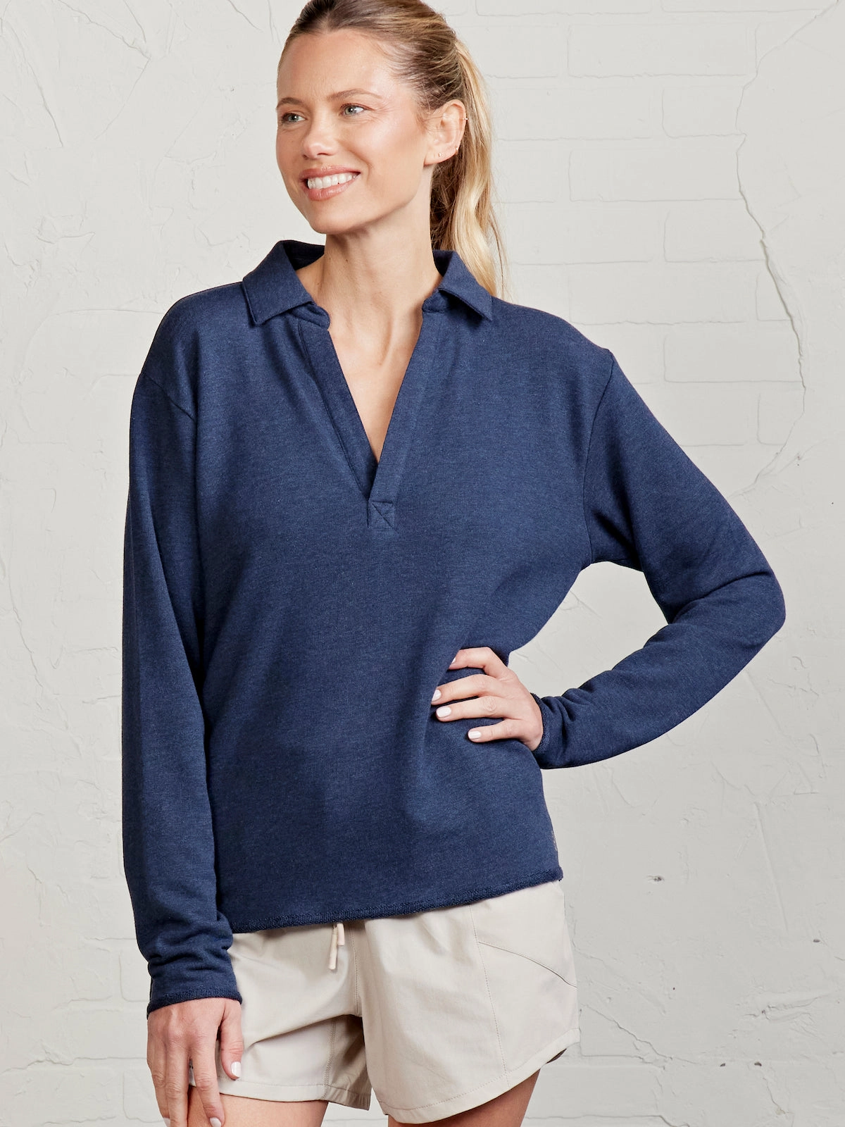 French Terry Polo Sweatshirt Regular Fit