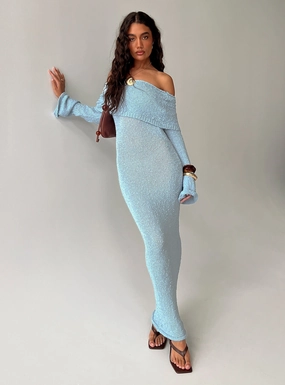 Cute Glow Karynn Long Sleeve Maxi Dress Blue