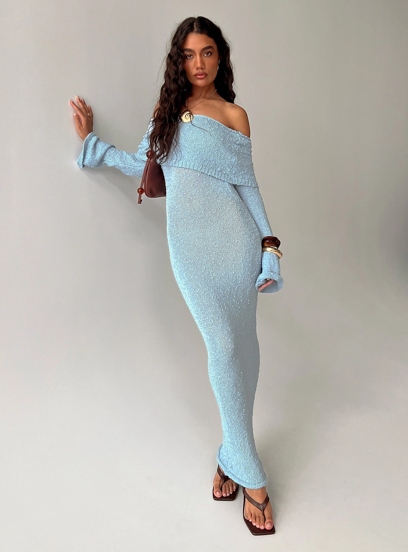 Cute Glow Karynn Long Sleeve Maxi Dress Blue