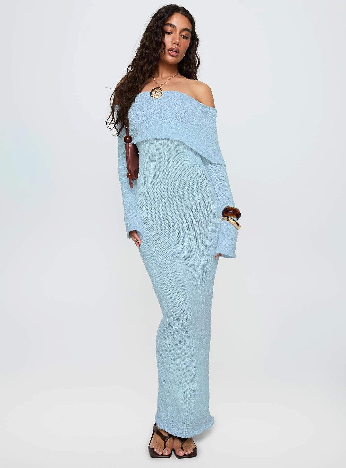 Karynn Long Sleeve Maxi Dress Blue Daily Style Timeless Cut
