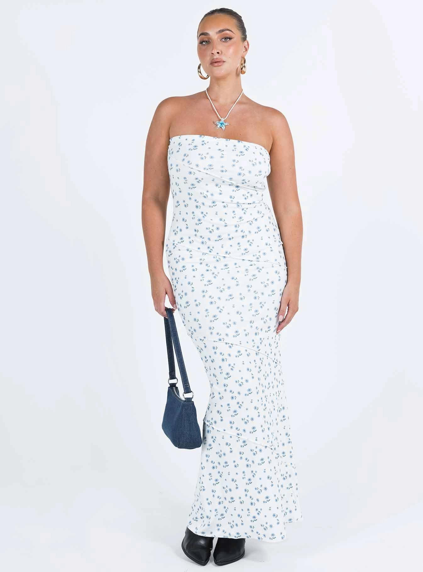 Oscar Maxi Dress Blue Floral Social Charm