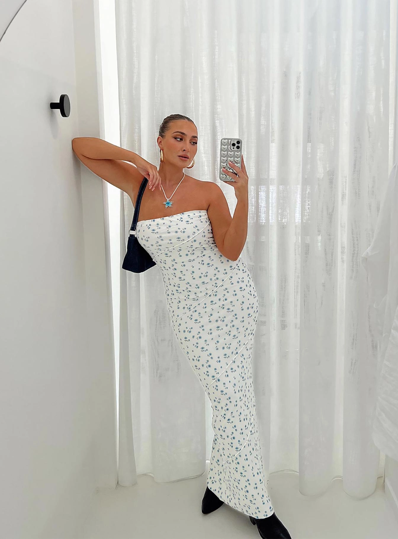Clean Base Oscar Maxi Dress Blue Floral