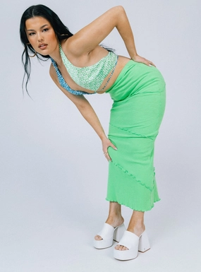 Oscar Maxi Skirt Apple Green Cozy Vibe Linen blend