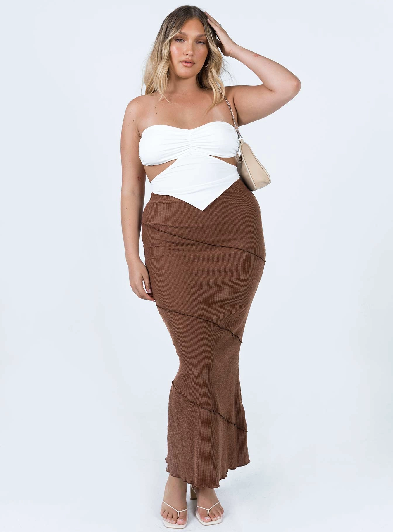 Quick Wear Contoured Waist Oscar Maxi Skirt Brown