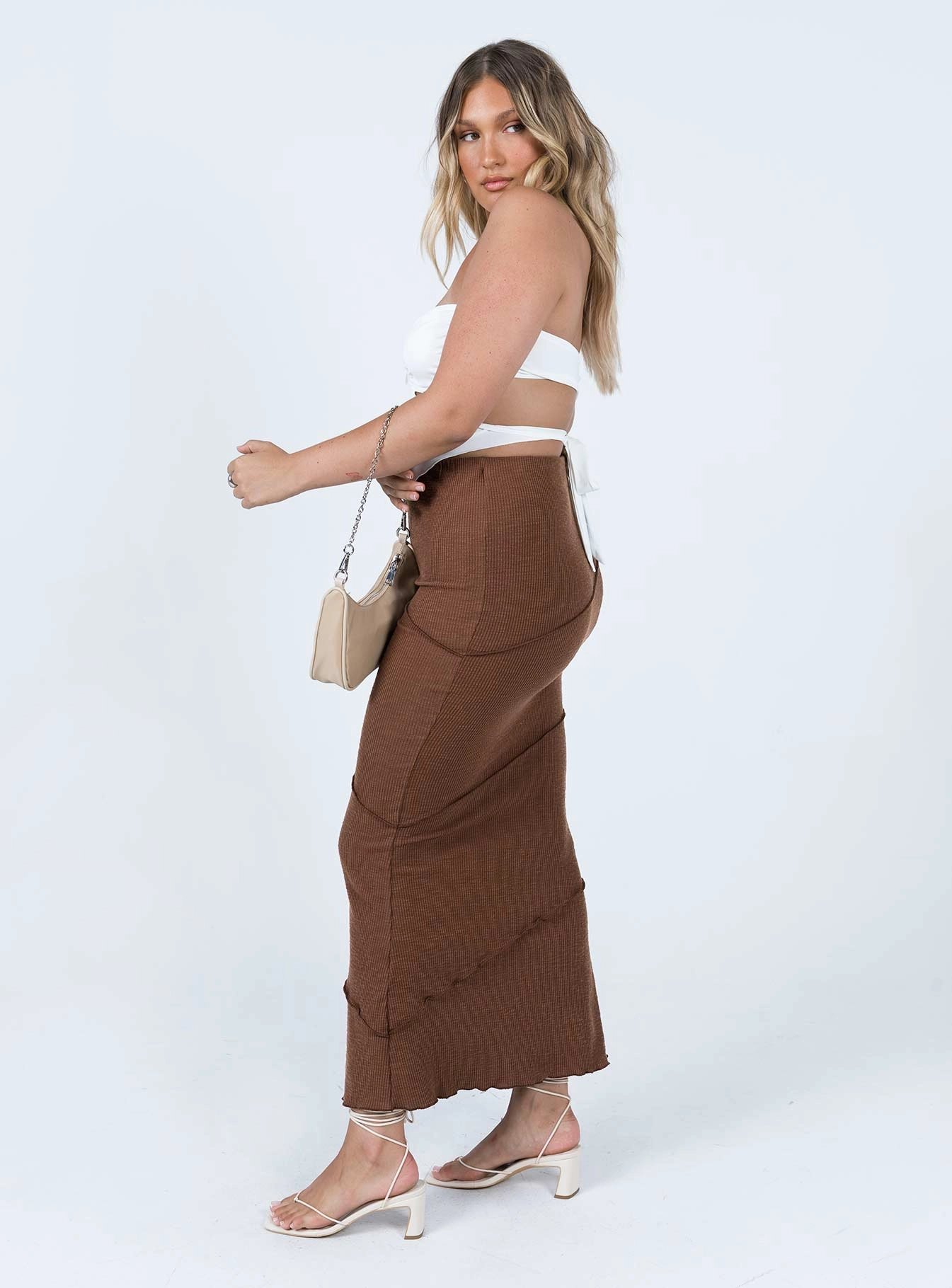 Mall Brand Look Oscar Maxi Skirt Brown