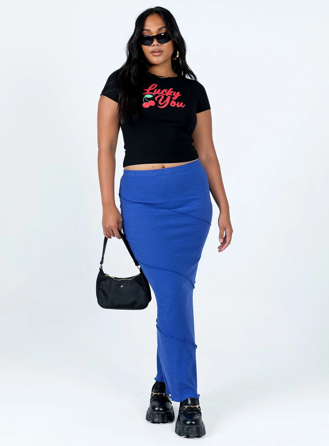 Maximalist look Sporty Edge Oscar Maxi Skirt Cobalt Blue