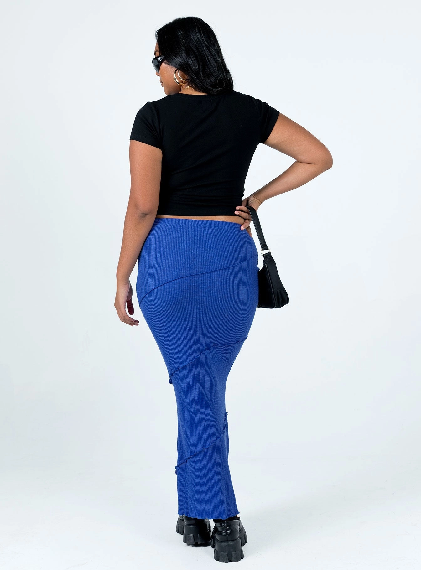 Oscar Maxi Skirt Cobalt Blue Mid Length High Elasticity Material