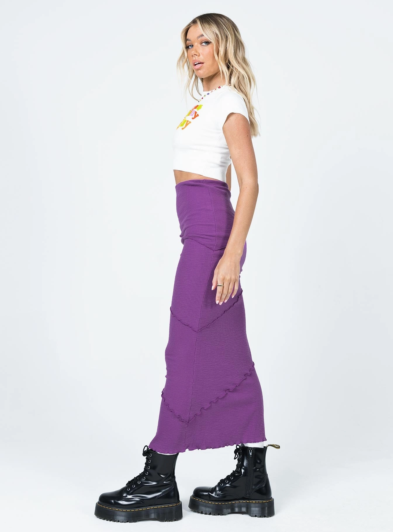 Oscar Maxi Skirt Dark Purple Tea length