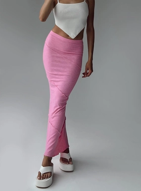 Sleek Comfort Formal Event Oscar Maxi Skirt Hot Pink