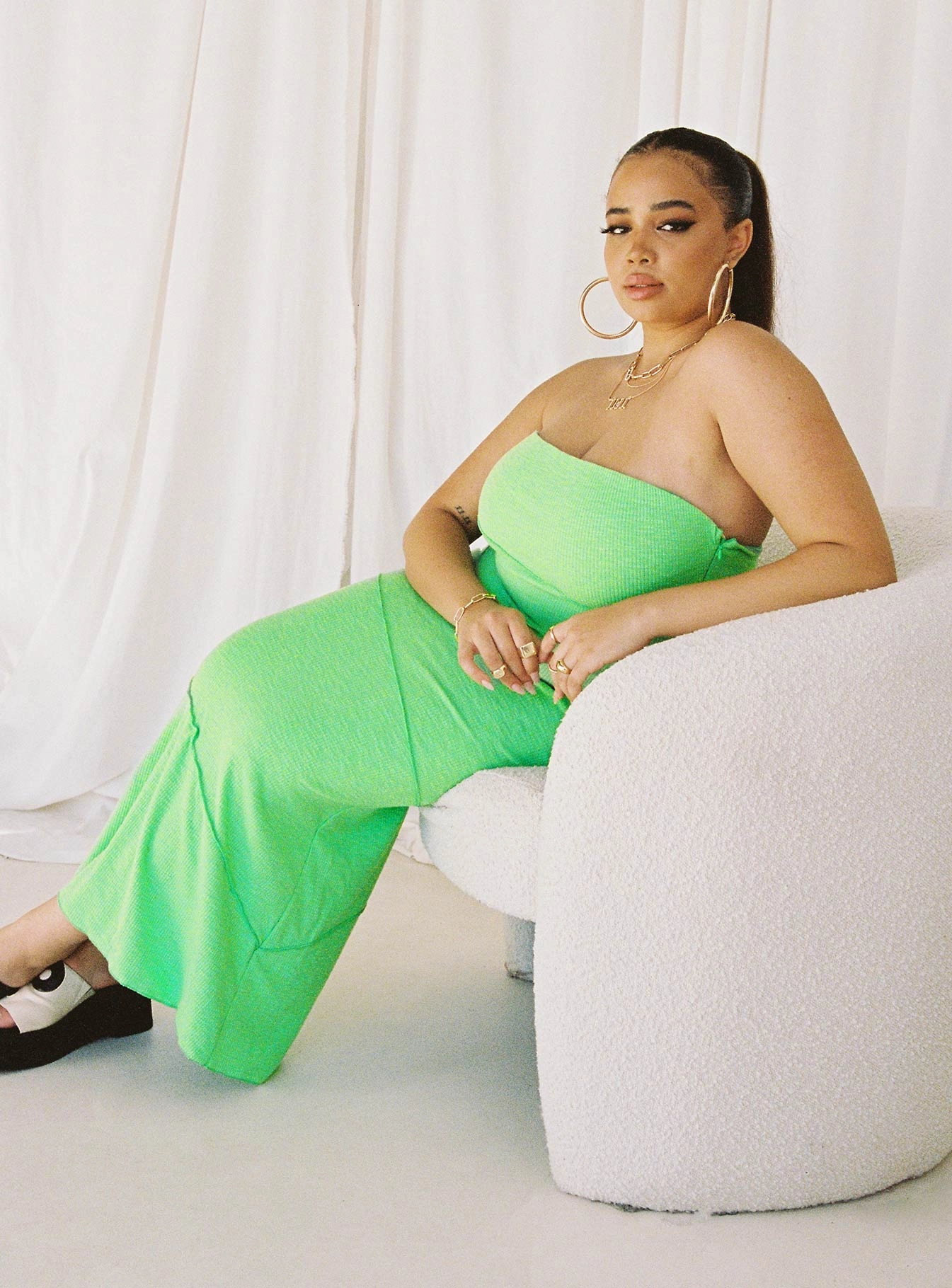 City Bright Oscar Midi Dress Green Curve