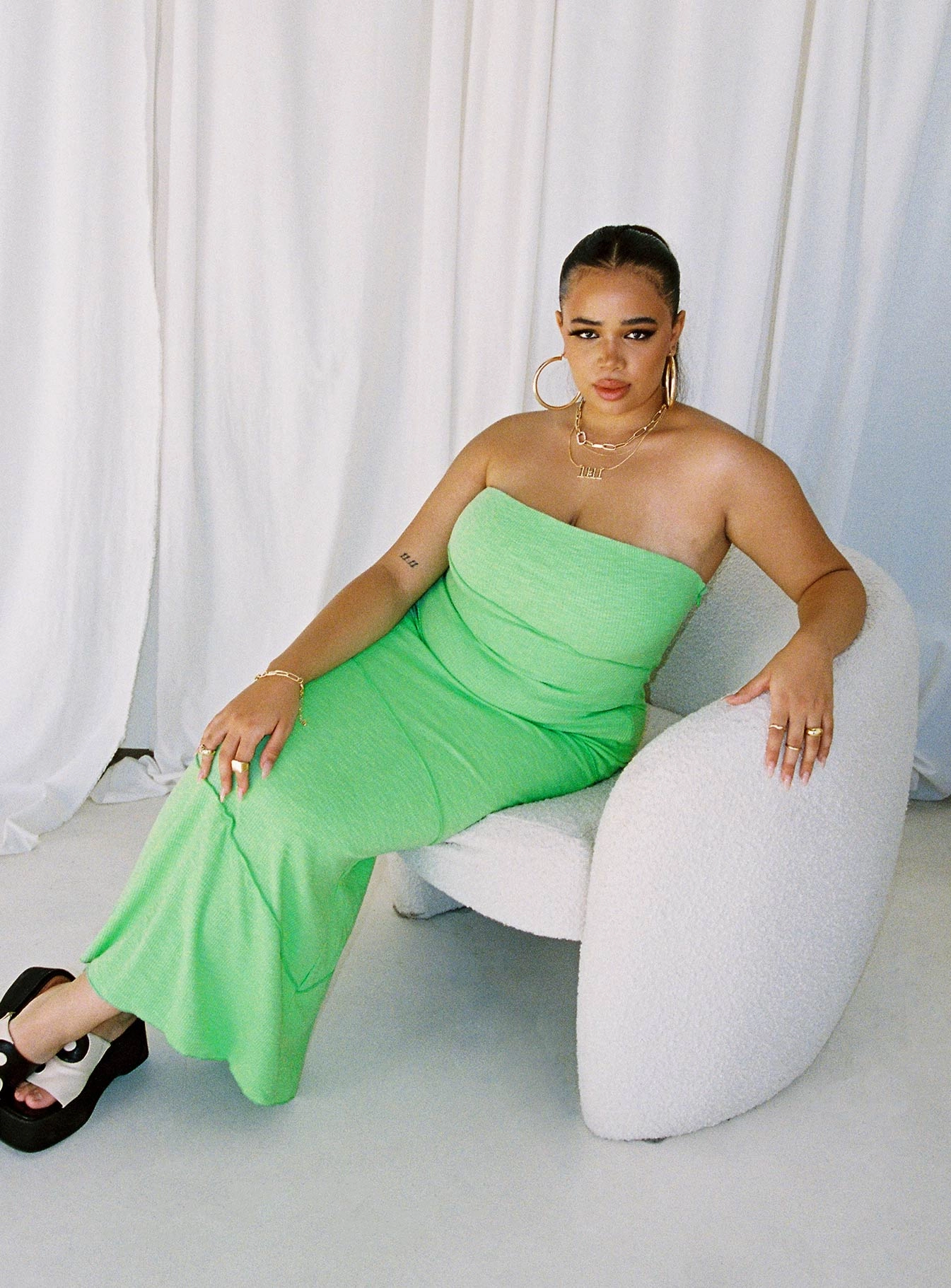 Oscar Midi Dress Green Curve Elegant Fabric Office Glam